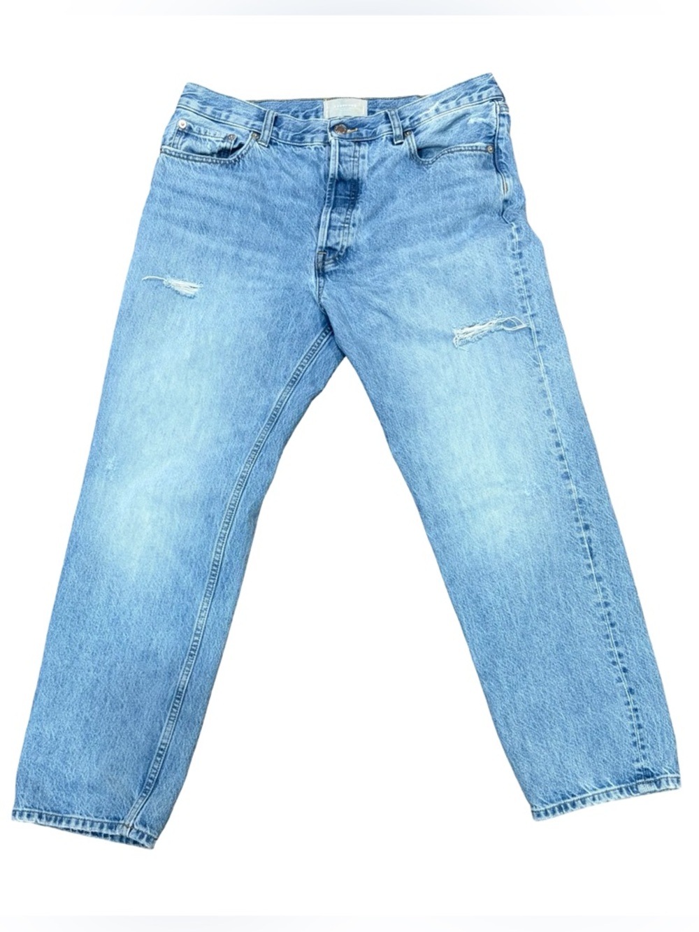 Everlane The Relaxed Straight Jean in Light Blue Size 29 with Distressing